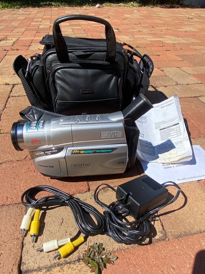 Vintage 90s JVC GR-AXM17U VHS-C Palmcorder Camera Bundle Works