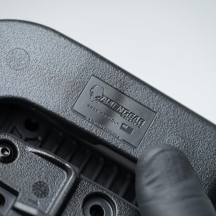 Cloak OWB Paddle Holster branded side - Alien Gear Holsters