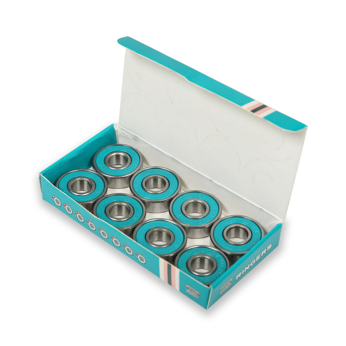 Dial Tone Wheel Co. Ringers Precision Skateboard Bearings inside box