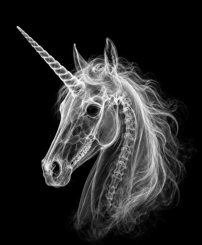 EXPOSED Unicorn Head high-detail X-ray artwork