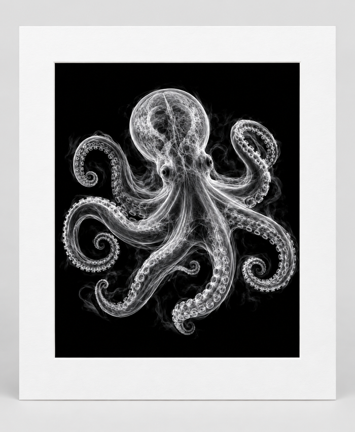 EXPOSED 003 — OCTOPUS artwork in 16 × 20 white mat
