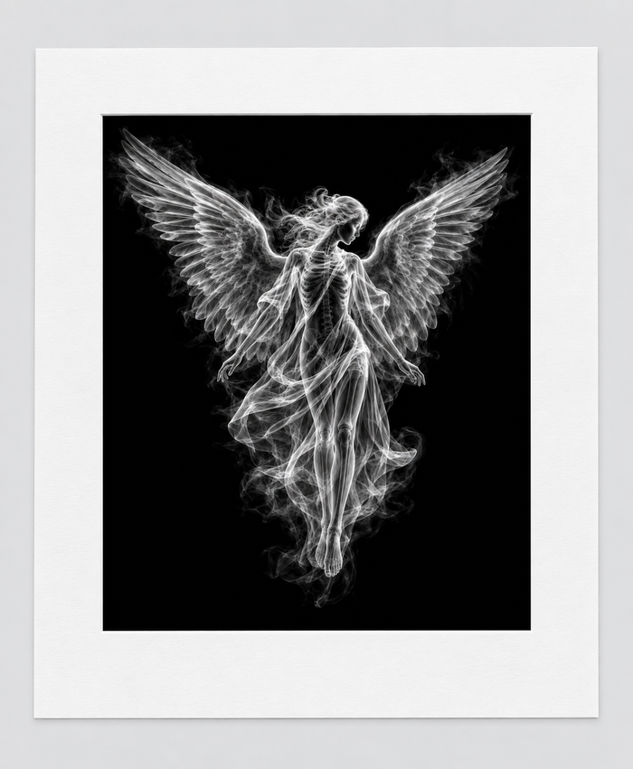 EXPOSED 004 — ANGEL artwork in 16 × 20 white mat