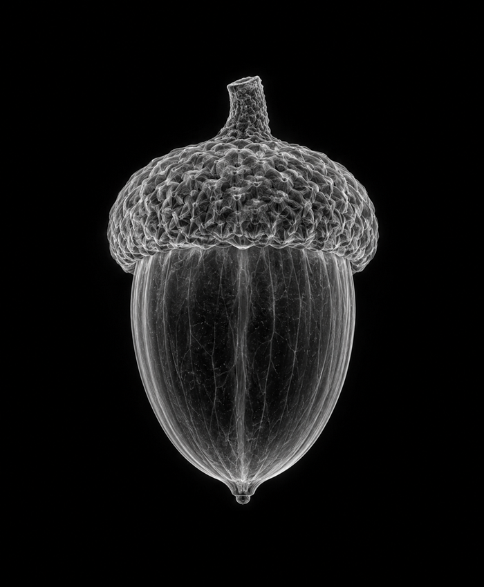 EXPOSED Autumn Acorn high-detail X-ray artwork