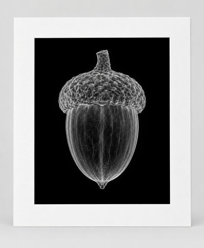 EXPOSED AUTUMN — ACORN — 14 × 17 artwork in 16 × 20 white mat