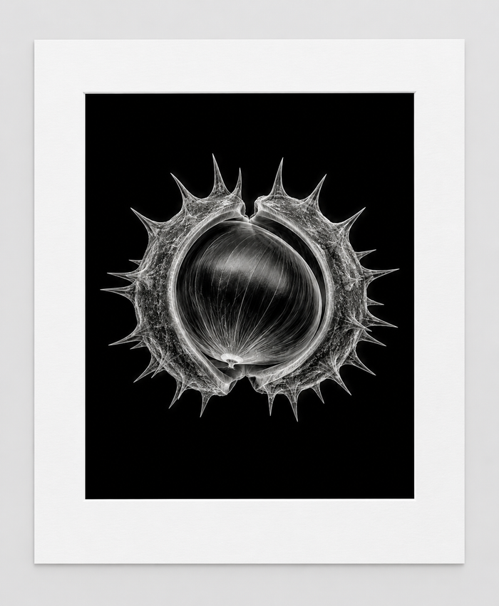 EXPOSED AUTUMN — CHESTNUT — 14 × 17 artwork in 16 × 20 white mat