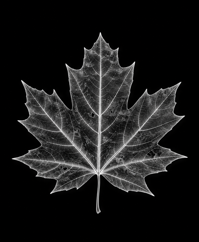 EXPOSED Autumn Maple Leaf high-detail X-ray artwork