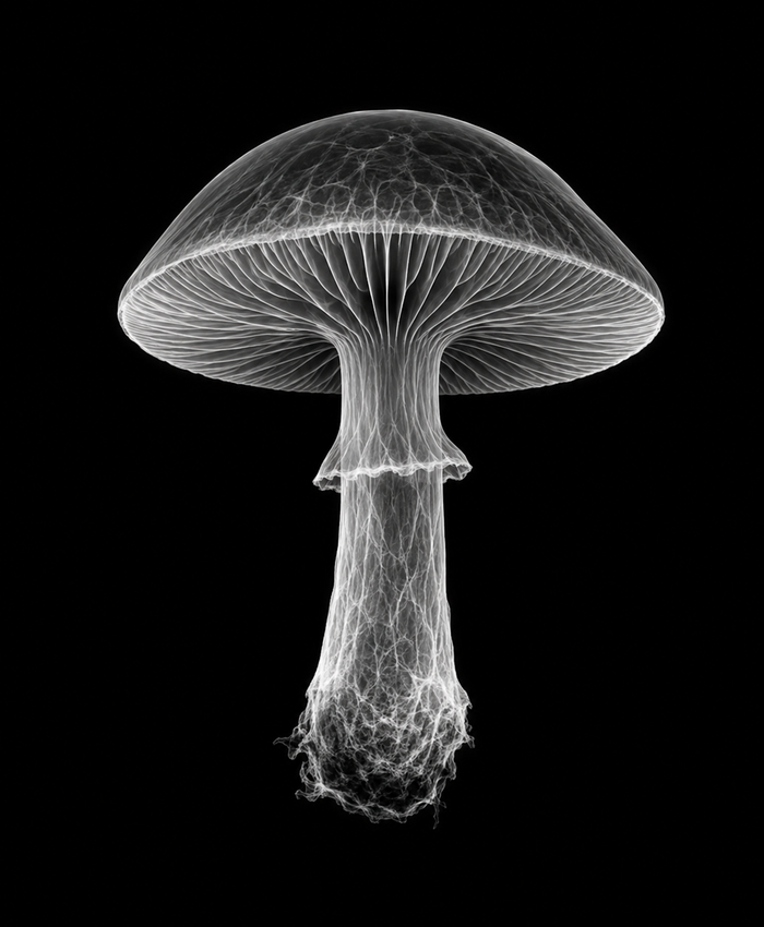 EXPOSED Autumn Mushroom high-detail X-ray artwork