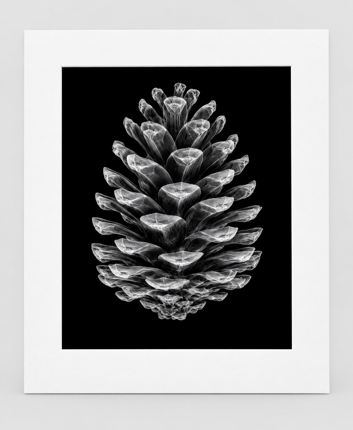 EXPOSED AUTUMN — PINECONE — 14 × 17 artwork in 16 × 20 white mat