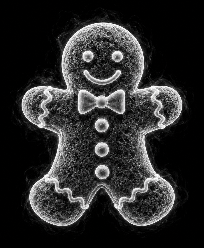 EXPOSED Gingerbread Man detailed X-ray artwork