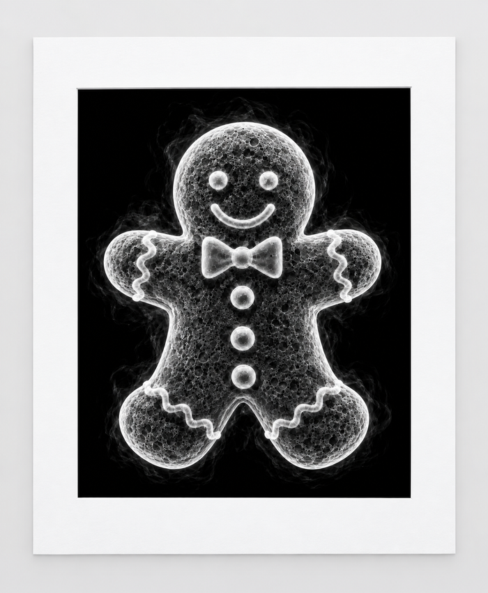 EXPOSED CHRISTMAS — GINGERBREAD MAN — 14 × 17 artwork in 16 × 20 white mat