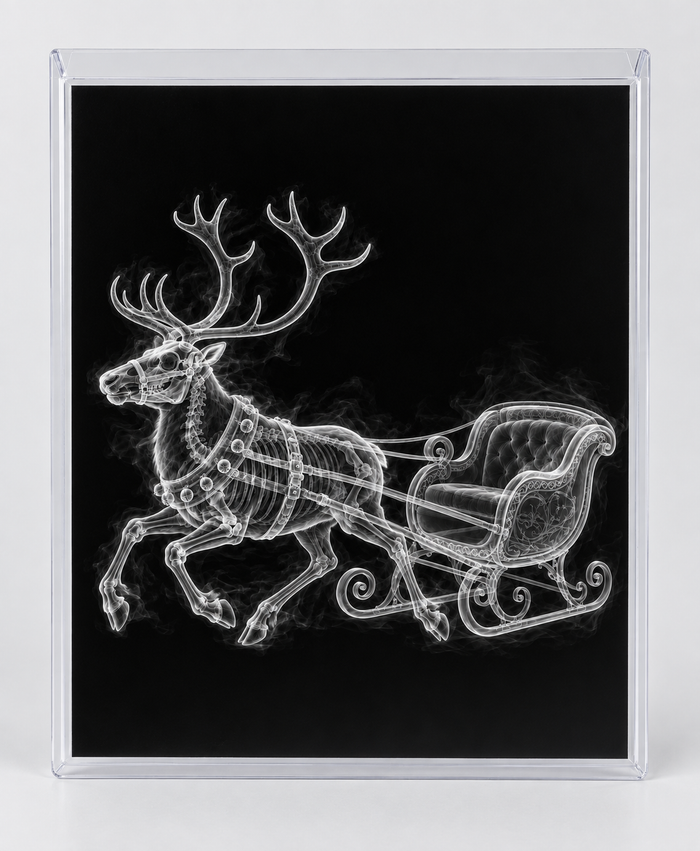 EXPOSED CHRISTMAS — REINDEER & SLEIGH in clear rigid card sleeve