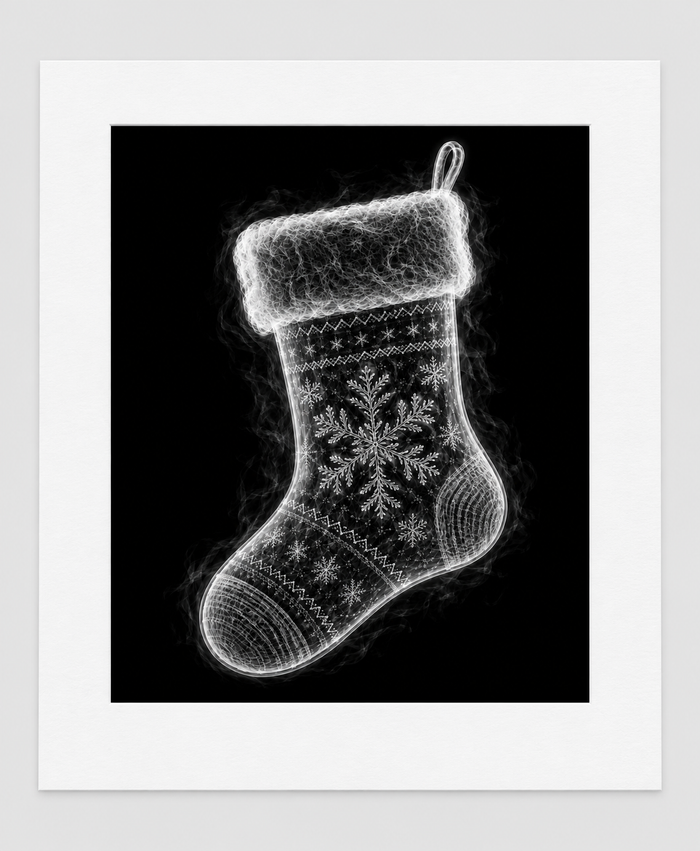 EXPOSED CHRISTMAS — STOCKING — 14 × 17 artwork in 16 × 20 white mat