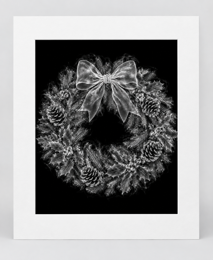 EXPOSED CHRISTMAS — WREATH — 14 × 17 artwork in 16 × 20 white mat