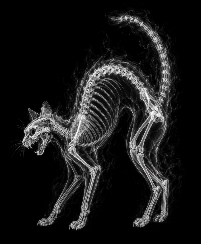 EXPOSED Halloween Black Cat high-detail X-ray artwork