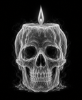 EXPOSED Halloween Skull Candle high-detail X-ray artwork