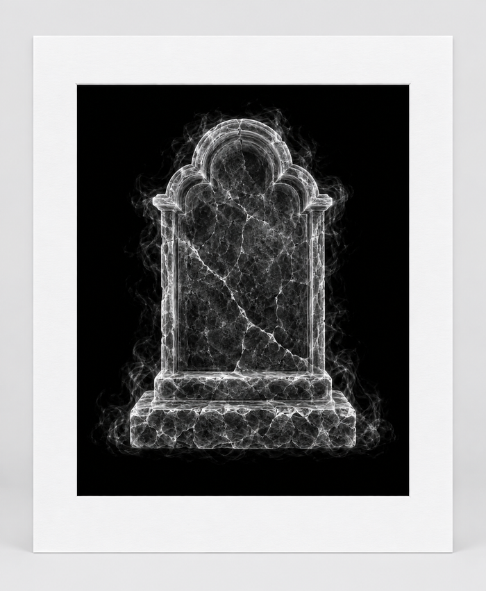 EXPOSED HALLOWEEN — TOMBSTONE — 14 × 17 artwork in 16 × 20 white mat