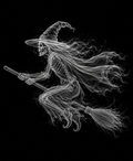 EXPOSED Halloween Witch on Broom high-detail X-ray artwork