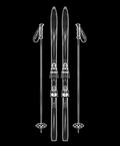 EXPOSED Winter Cross-country Skis with Poles X-ray artwork