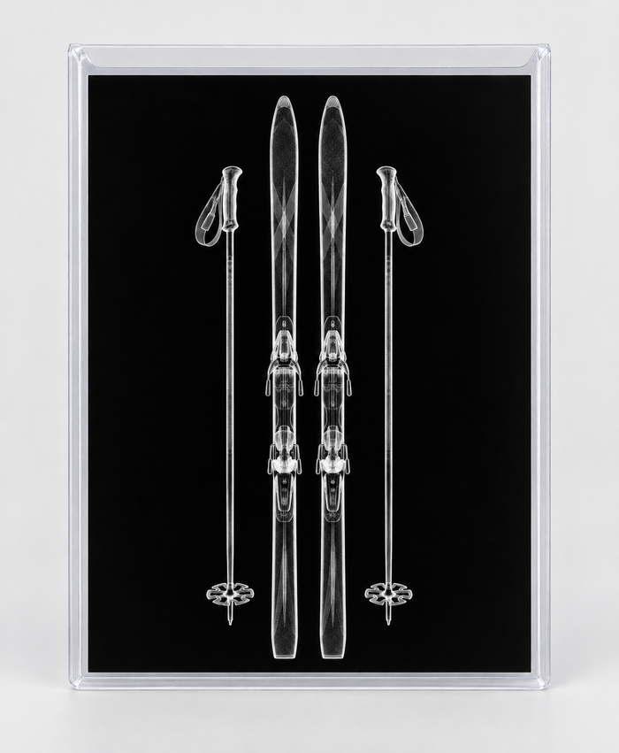 EXPOSED WINTER — CROSS-COUNTRY SKIS WITH POLES in clear rigid card sleeve