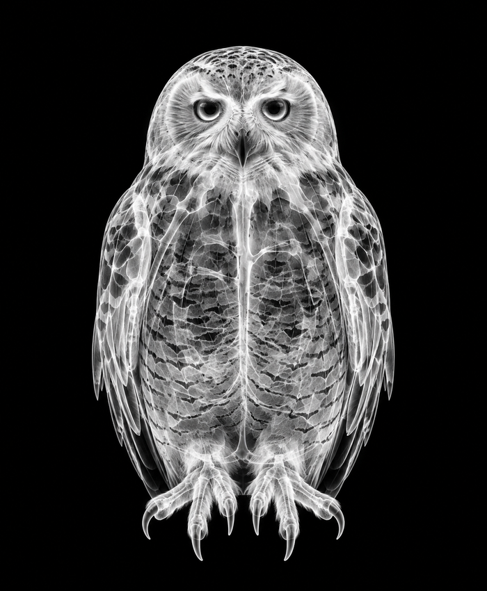 EXPOSED Winter Snow Owl X-ray artwork