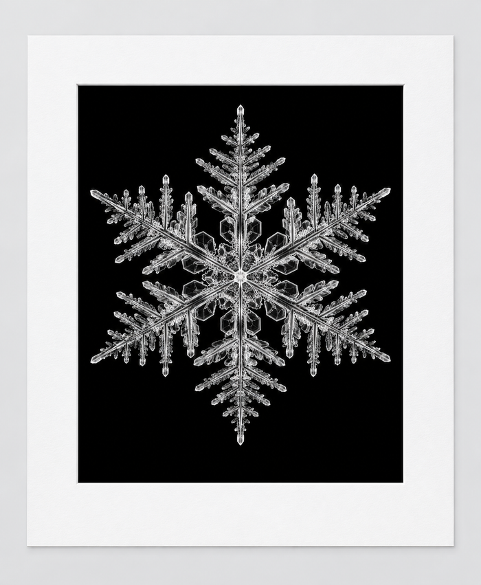 EXPOSED WINTER — SNOWFLAKE — 14 × 17 artwork in 16 × 20 white mat