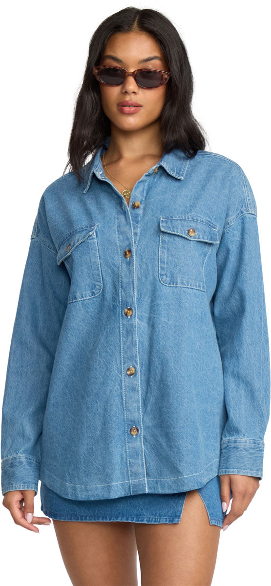 Fadeaway Denim Shacket - Women's