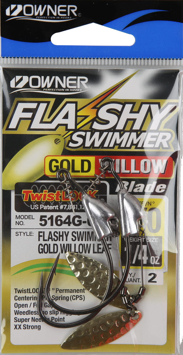 Flashy Swimmer Gold Willow Leaf Swimbait Hooks - 2/PK