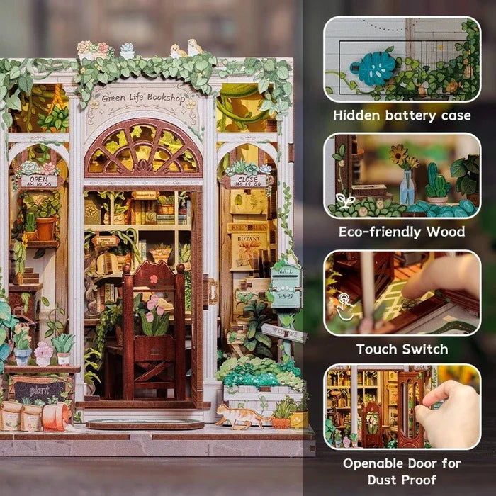 Green Life Bookshop – DIY book nook kit, HiNooki (image 6)