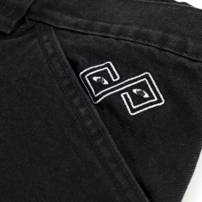 Magenta Skateboards Ledge Denim Pants Black embroidery detail