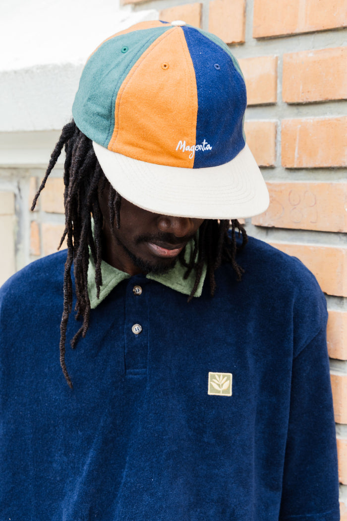 Magenta Skateboards Panels 6 Panel Hat on model