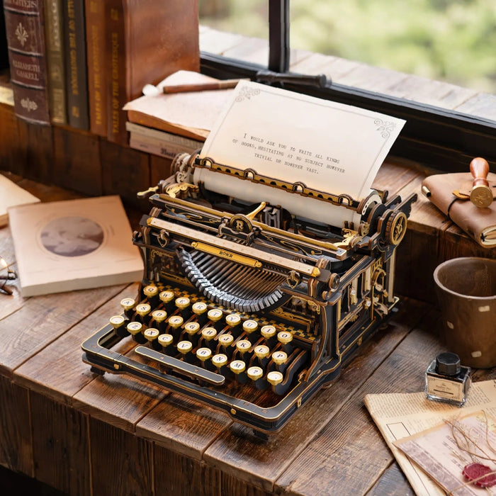 Mechanical Typewriter – 3D wooden puzzle kit, HiNooki (image 8)