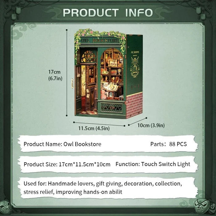 Owl Bookstore – DIY book nook kit, HiNooki (image 8)