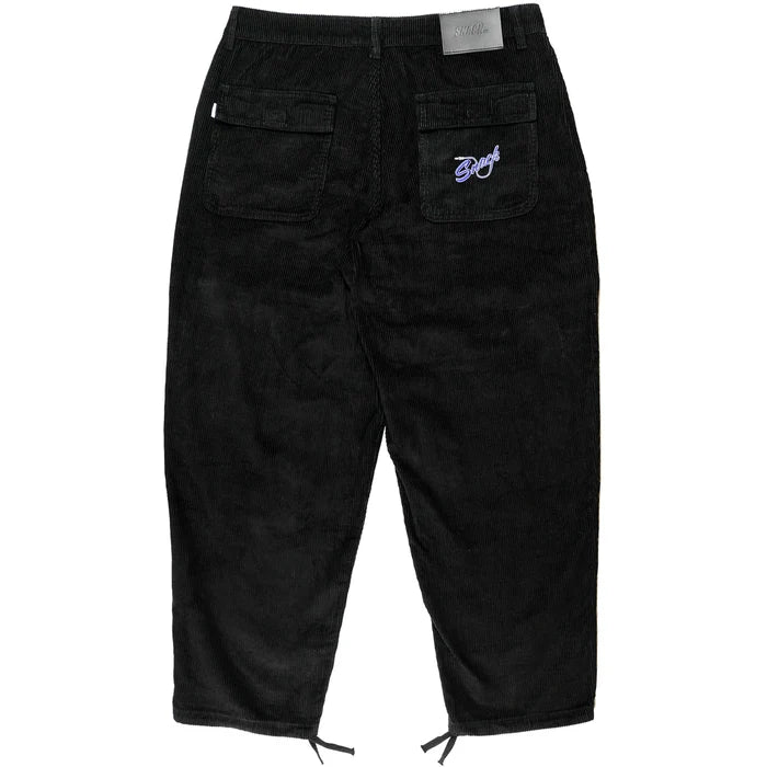Snack Mic Check Corduroy Pants Black back laying flat