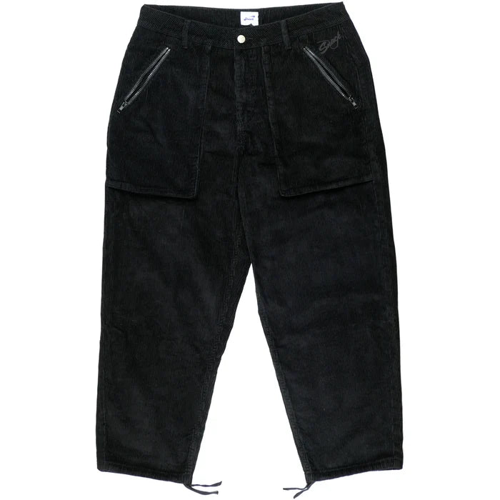 Snack Mic Check Corduroy Pants Black front flat