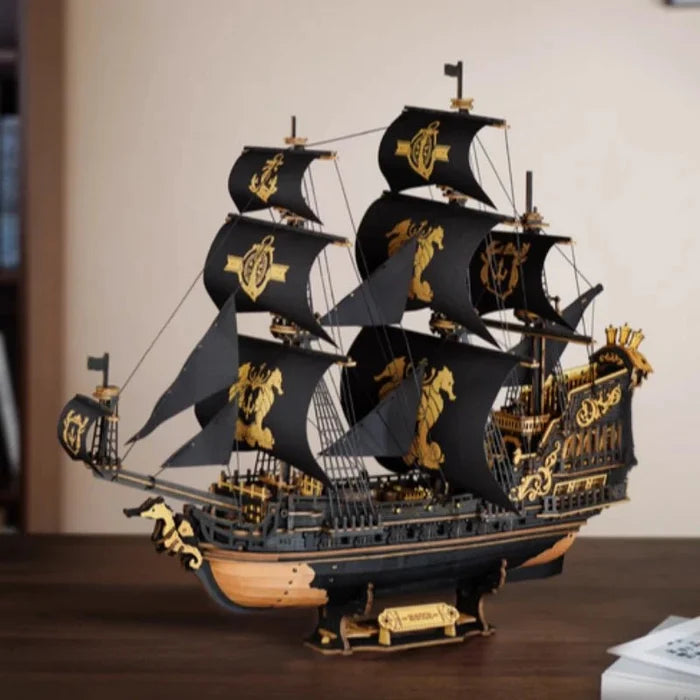 The Seahorse Barque – 3D wooden puzzle kit, HiNooki (image 1)