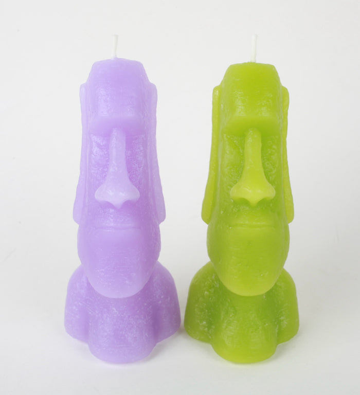 Theories Easter Island Moai Candle / Skate Wax side front  purple green