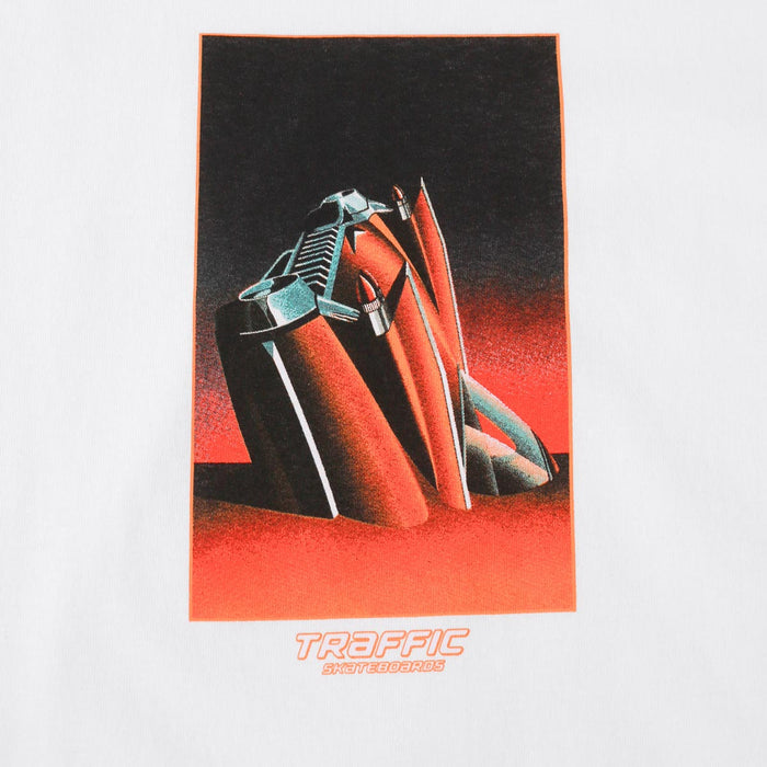 Traffic Skateboards On The Beach Tee White