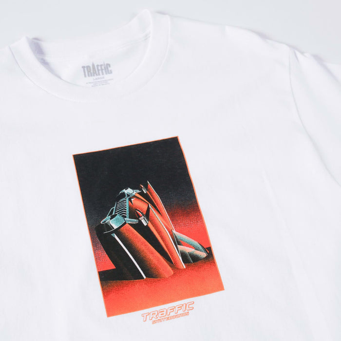 Traffic Skateboards On The Beach Tee White