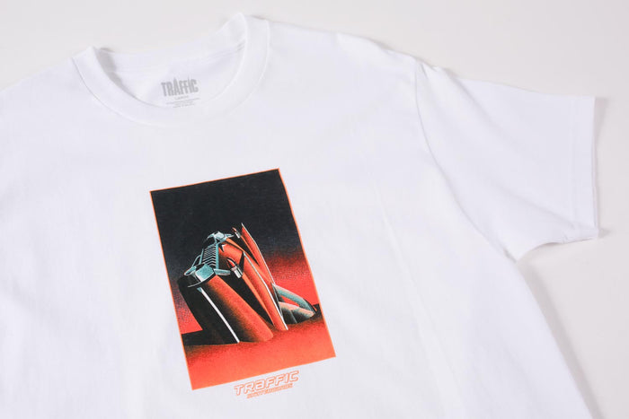 Traffic Skateboards On The Beach Tee White