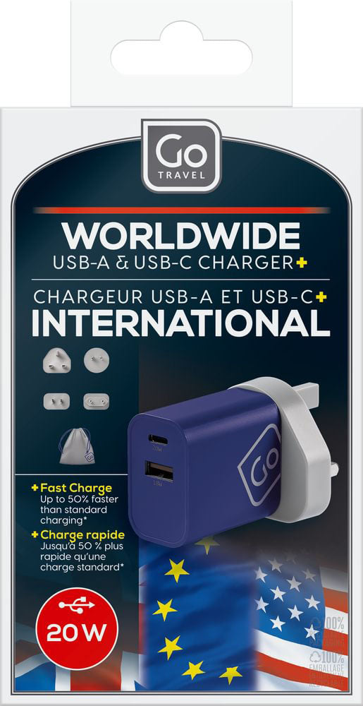 USB-A and USB-C Worldwide Charger