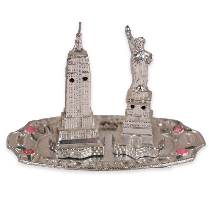 Vintage New York City Souvenir Salt & Pepper Shakers With Plate Japan