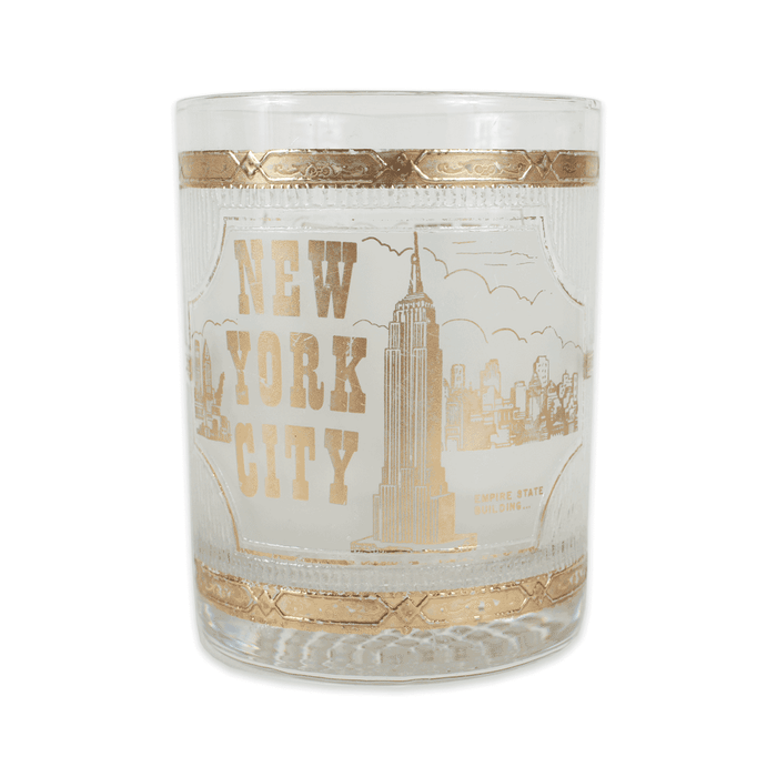 Vintage New York City Whiskey Glass Culver 22kt Twin Towers