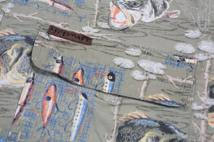Vintage Whitetails Button-Up Fishing Shirt L
