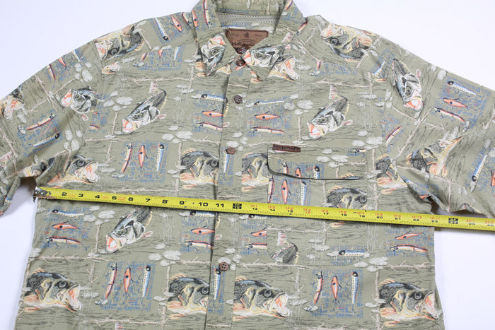 Vintage Whitetails Button-Up Fishing Shirt L