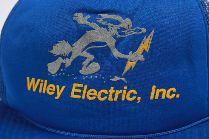 Vintage Wiley Electric Trucker Snapback Hat Royal Blue