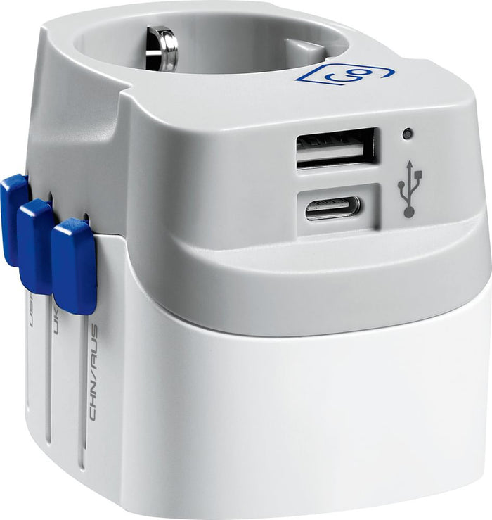 Worldwide Adaptor with USB-A and USB-C Ports